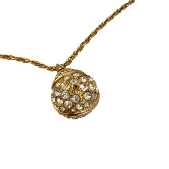 Vintage Tone Long Necklace with Tear Drop Shape Pendant Rhinestone - Picture 2 of 4